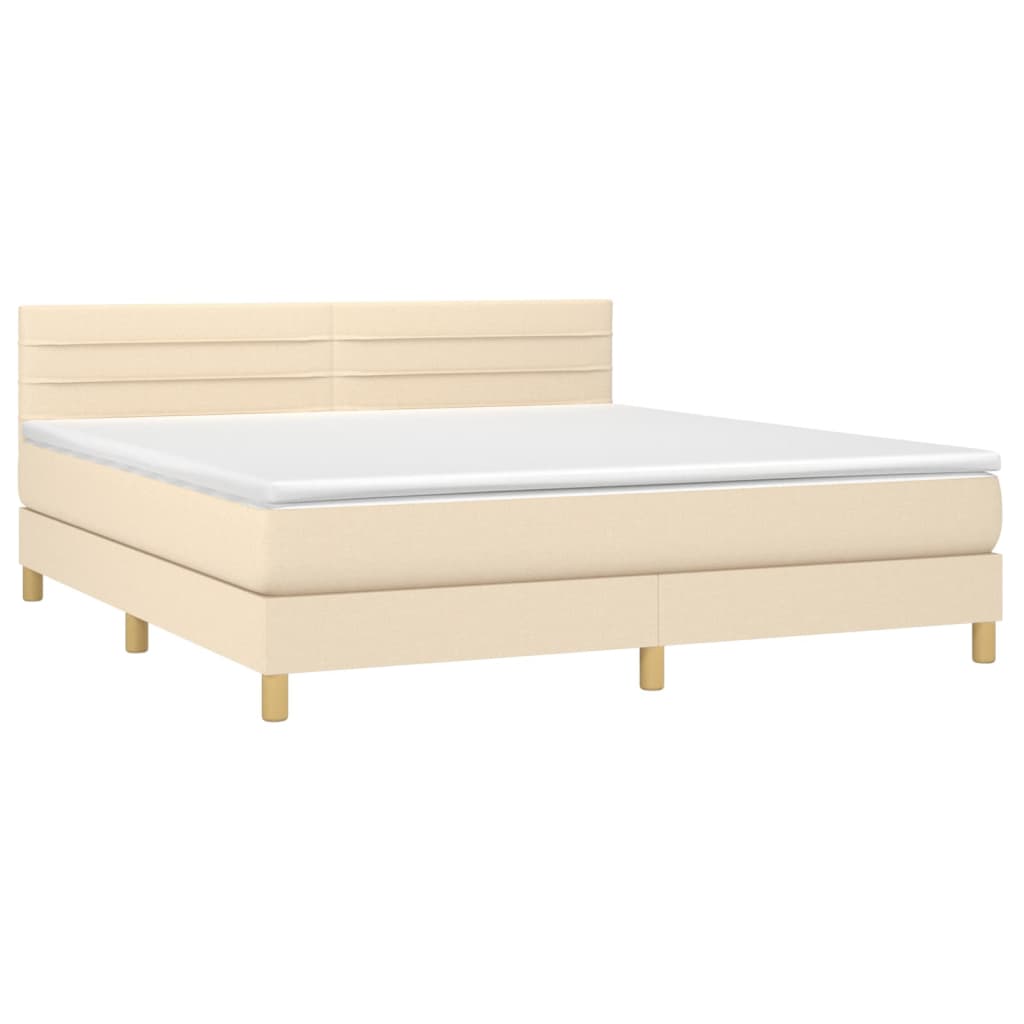 Thumbnail - vidaXL Boxspringbett mit Matratze & LED Creme 180x200 cm Stoff
