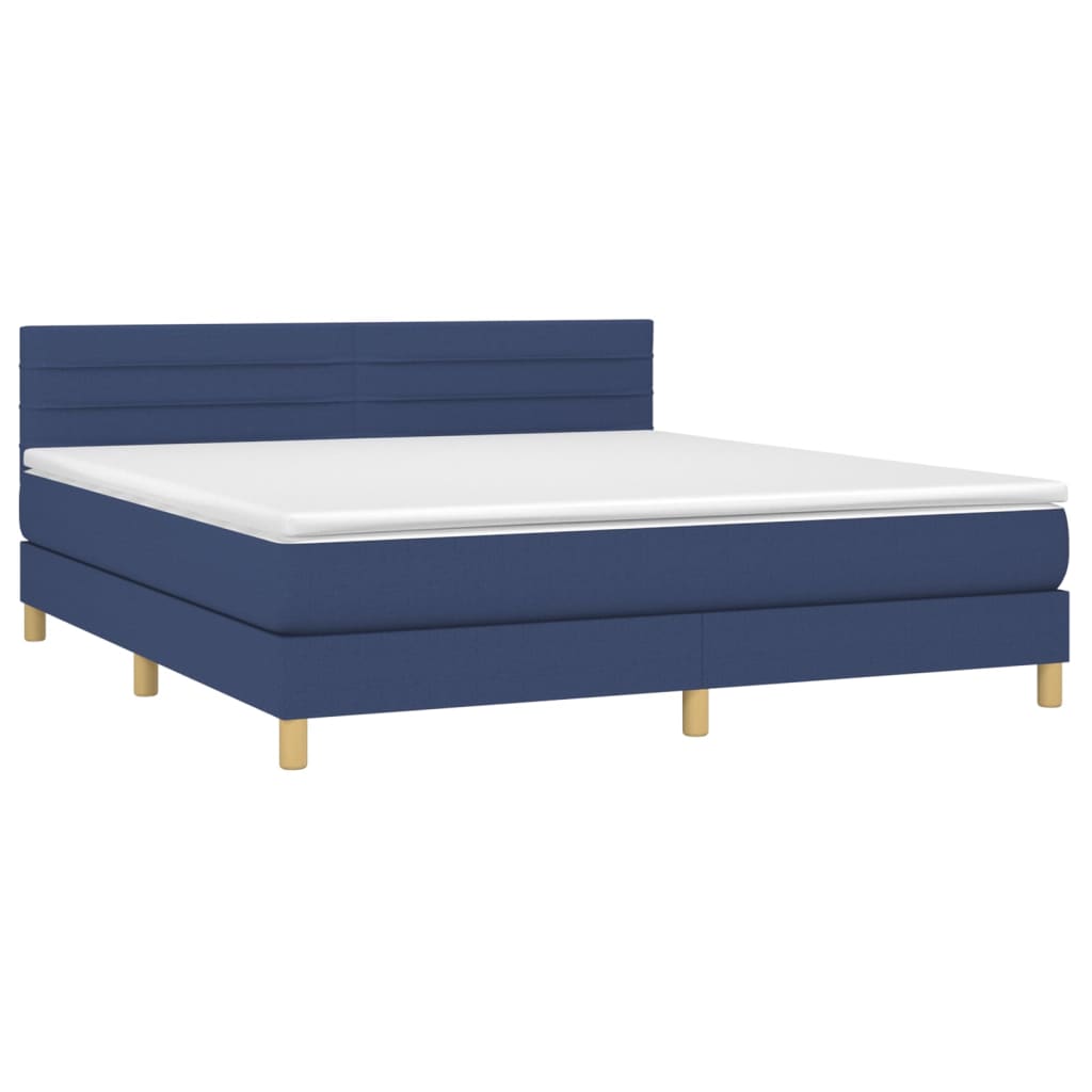vidaXL Boxspring met matras en LED stof blauw 180x200 cm afbeelding