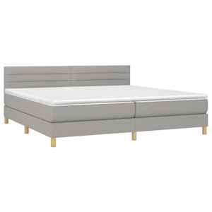 Box spring postel s matrací a LED světle šedá 200x200 cm textil - obrázek 4