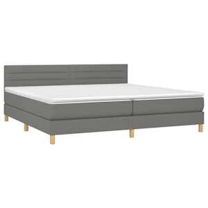 Box spring postel s matrací a LED tmavě šedá 200x200 cm textil - obrázek 4