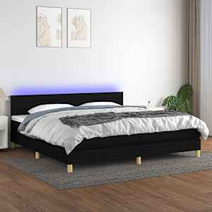 Box spring postel s matrací a LED černá 200x200 cm textil - obrázek 1
