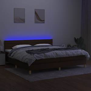 Box spring postel s matrací a LED tmavě hnědá 200x200 cm textil - obrázek 3