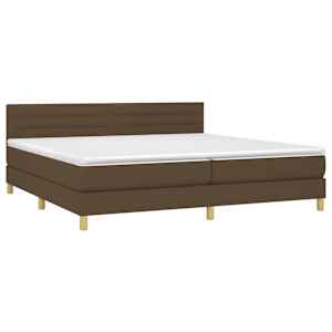Box spring postel s matrací a LED tmavě hnědá 200x200 cm textil - obrázek 4