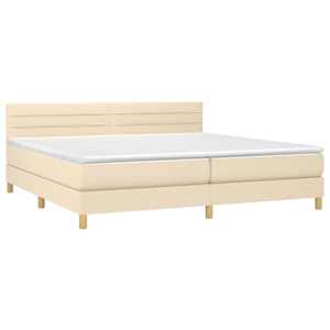 Box spring postel s matrací a LED krémová 200x200 cm textil - obrázek 4