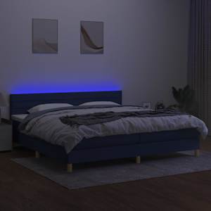 Box spring postel s matrací a LED modrá 200x200 cm textil - obrázek 3