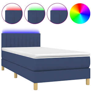 Box spring postel s matrací a LED modrá 80 x 200 cm textil - obrázek 2