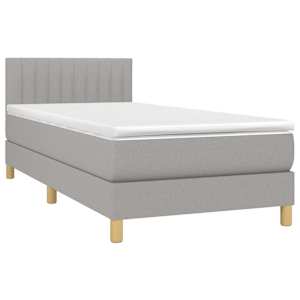 Box spring postel s matrací a LED světle šedá 90x190 cm textil - obrázek 4