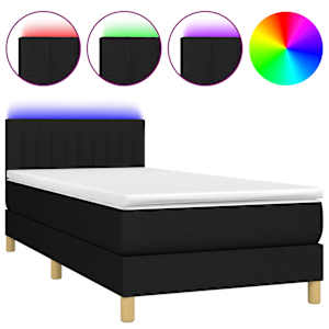 Box spring postel s matrací a LED černá 90x190 cm textil - obrázek 2