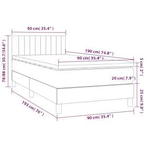 Box spring postel s matrací a LED černá 90x190 cm textil - obrázek 8