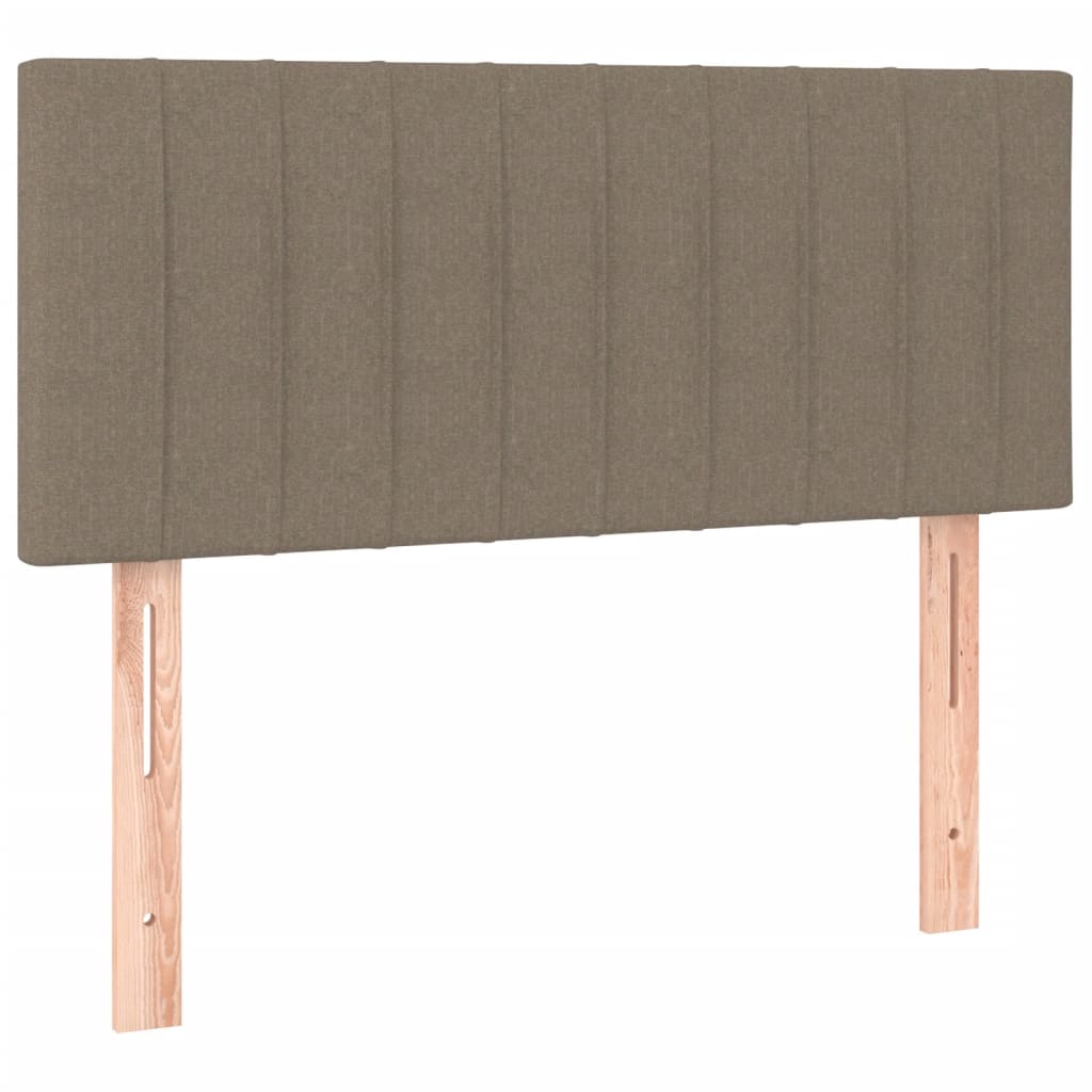 Box spring postelja z vzmetnico LED taupe 90x190 cm blago