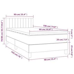 Box spring postel s matrací a LED modrá 90x190 cm textil - obrázek 8