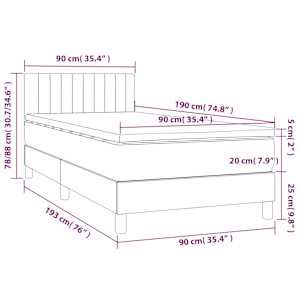Box spring postelja z vzmetnico LED modra 90x190 cm blago - slika 8