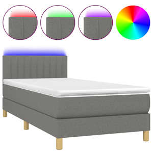 Box spring postel s matrací a LED tmavě šedá 100x200 cm textil - obrázek 2