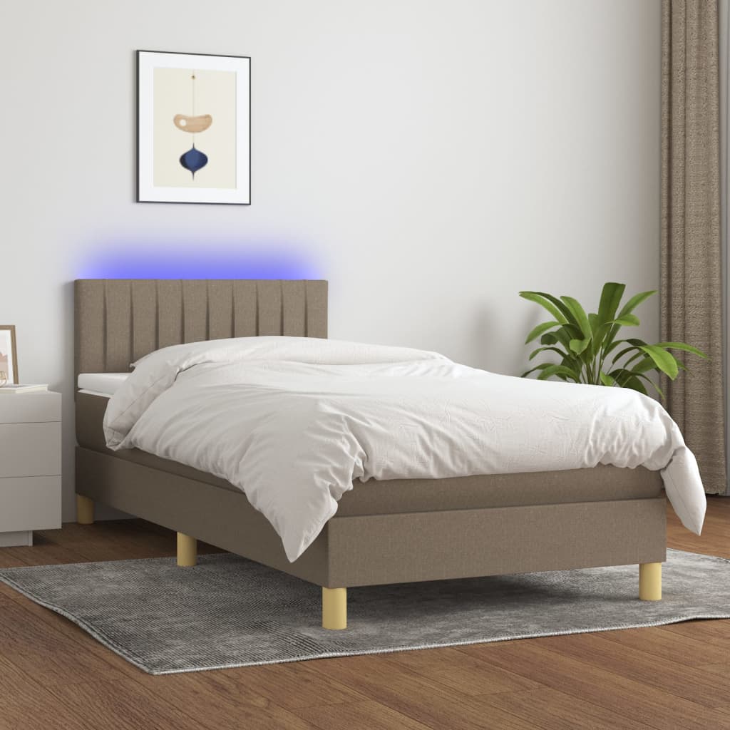 vida XL Boxspringbett mit Matratze & LED Taupe 100x 200 cm Stoff