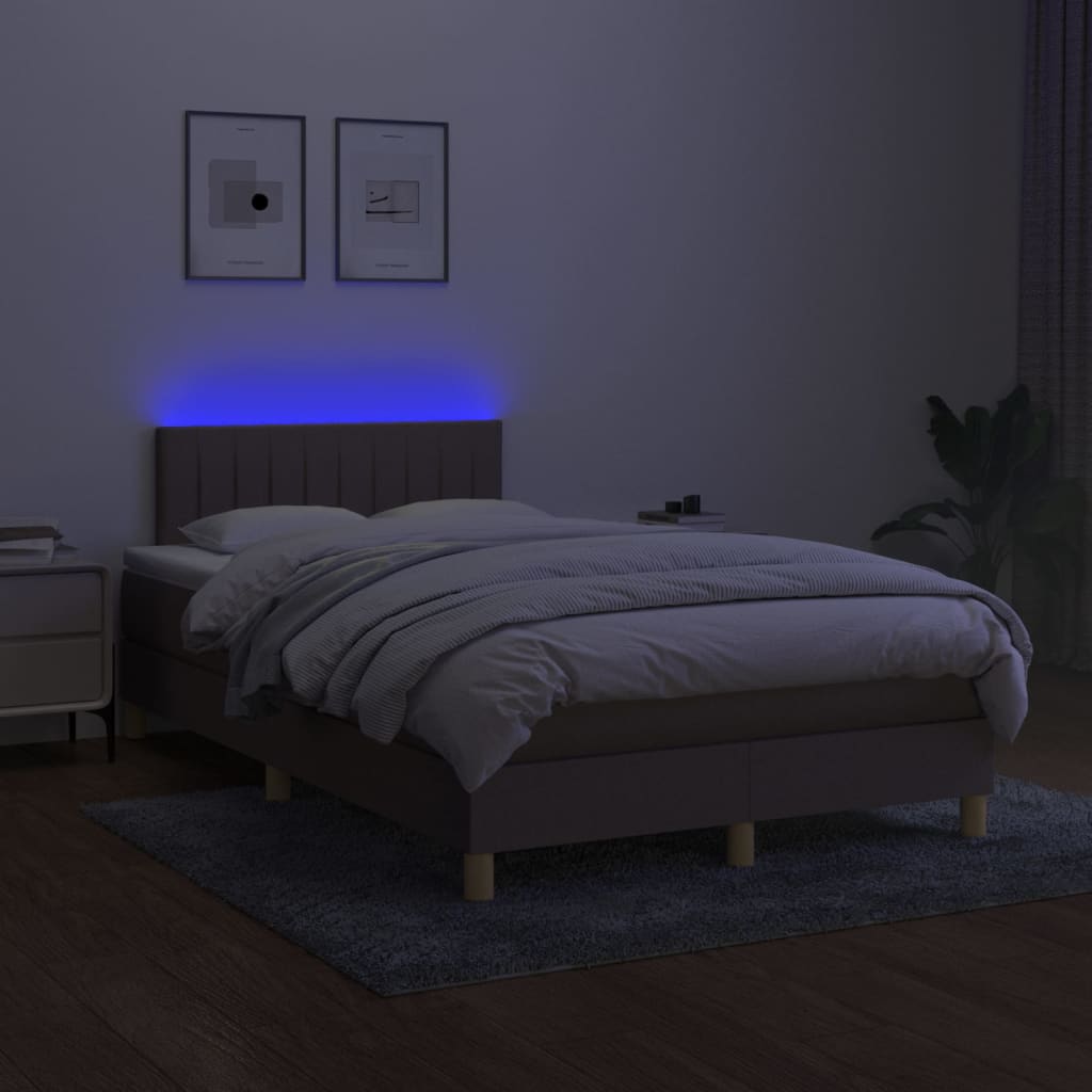 Thumbnail - vidaXL Boxspringbett mit Matratze & LED Taupe 120x200 cm Stoff