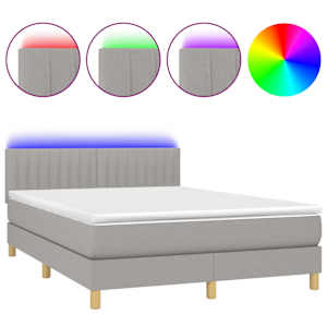 Box spring postel s matrací a LED světle šedá 140x190 cm textil - obrázek 2