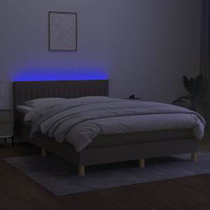 Box spring postel s matrací a LED taupe 140x190 cm textil - obrázek 3