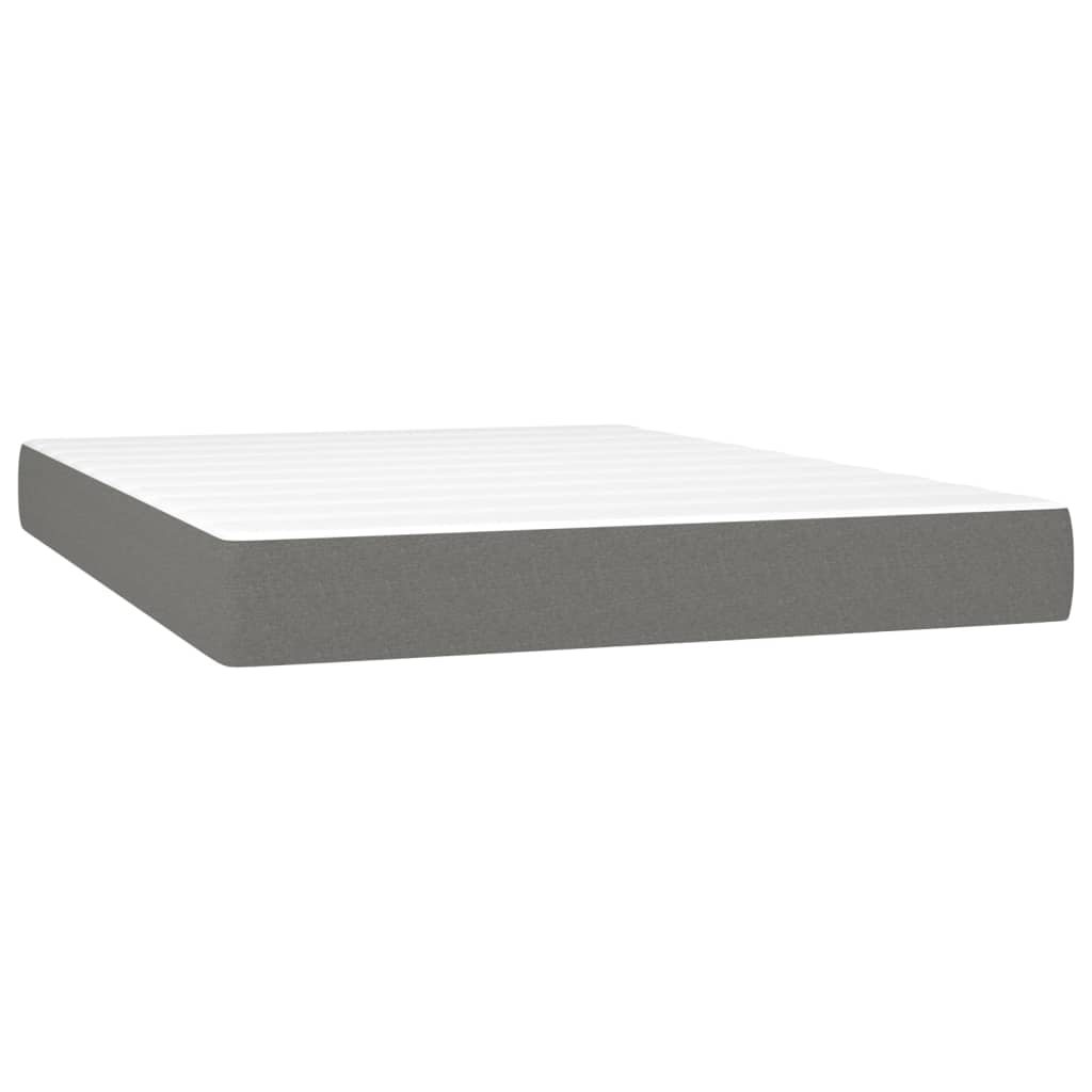 Box spring postelja z vzmetnico LED temno siva 140x200 cm blago