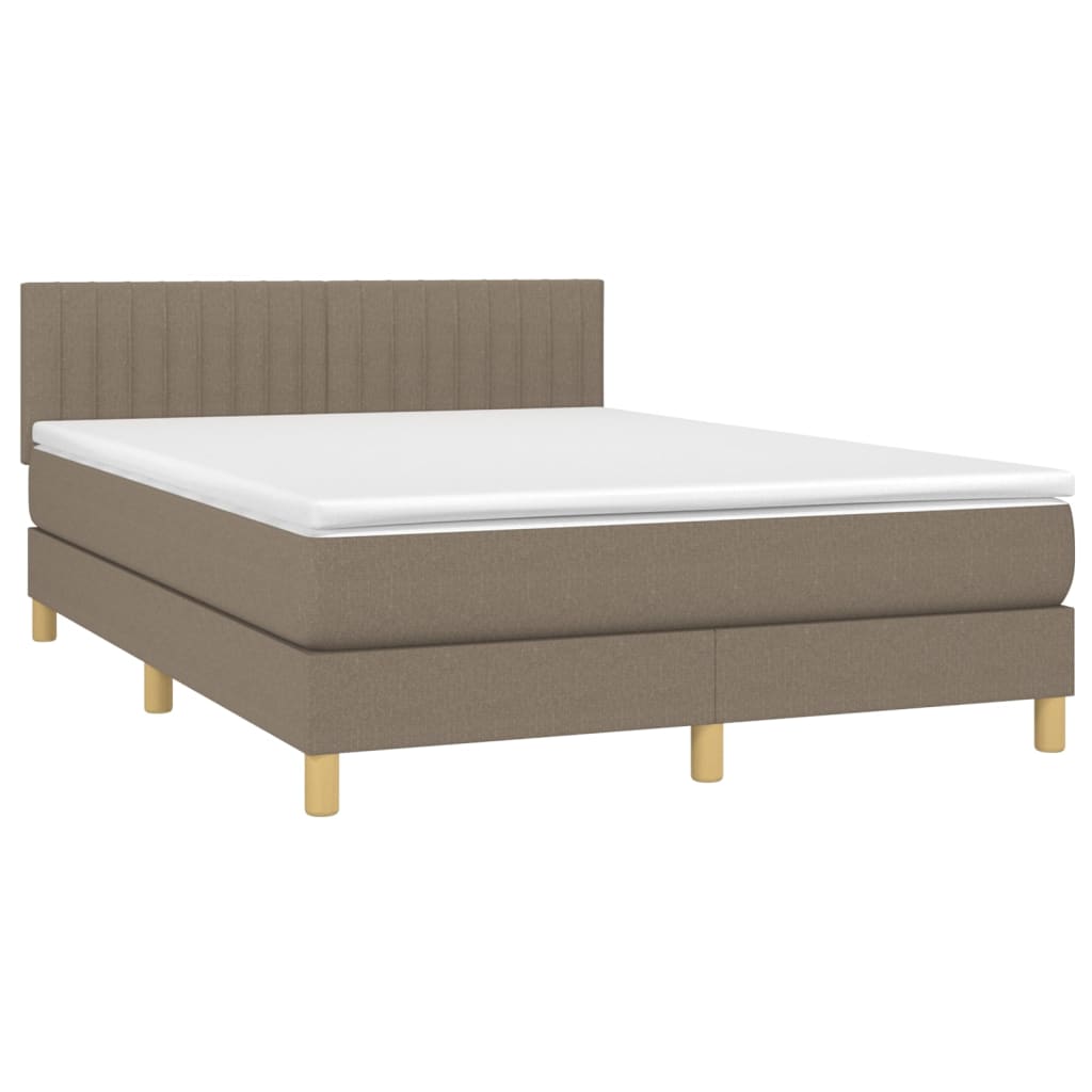 Tópszínű szövet rugós és LED-es ágy matraccal 140x200 cm 