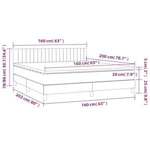 Box spring postel s matrací a LED taupe 160x200 cm textil - obrázek 8