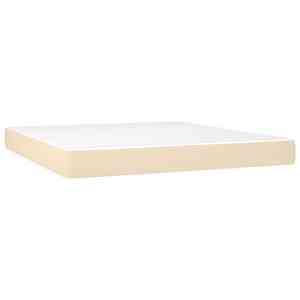 Box spring postel s matrací a LED krémová 180x200 cm textil - obrázek 6