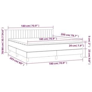 Box spring postel s matrací a LED krémová 180x200 cm textil - obrázek 8