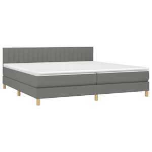 Box spring postel s matrací a LED tmavě šedá 200x200 cm textil - obrázek 4