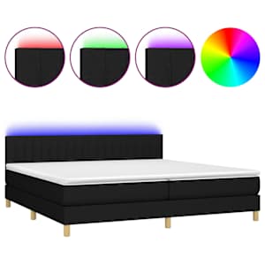 Box spring postel s matrací a LED černá 200x200 cm textil - obrázek 2