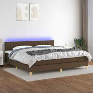 Box spring postel s matrací a LED tmavě hnědá 200x200 cm textil - obrázek 1