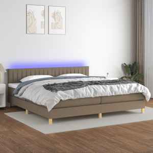 Box spring postel s matrací a LED taupe 200x200 cm textil - obrázek 1