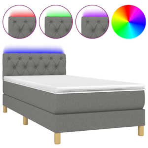 Box spring postel s matrací a LED tmavě šedá 80 x 200 cm textil - obrázek 2