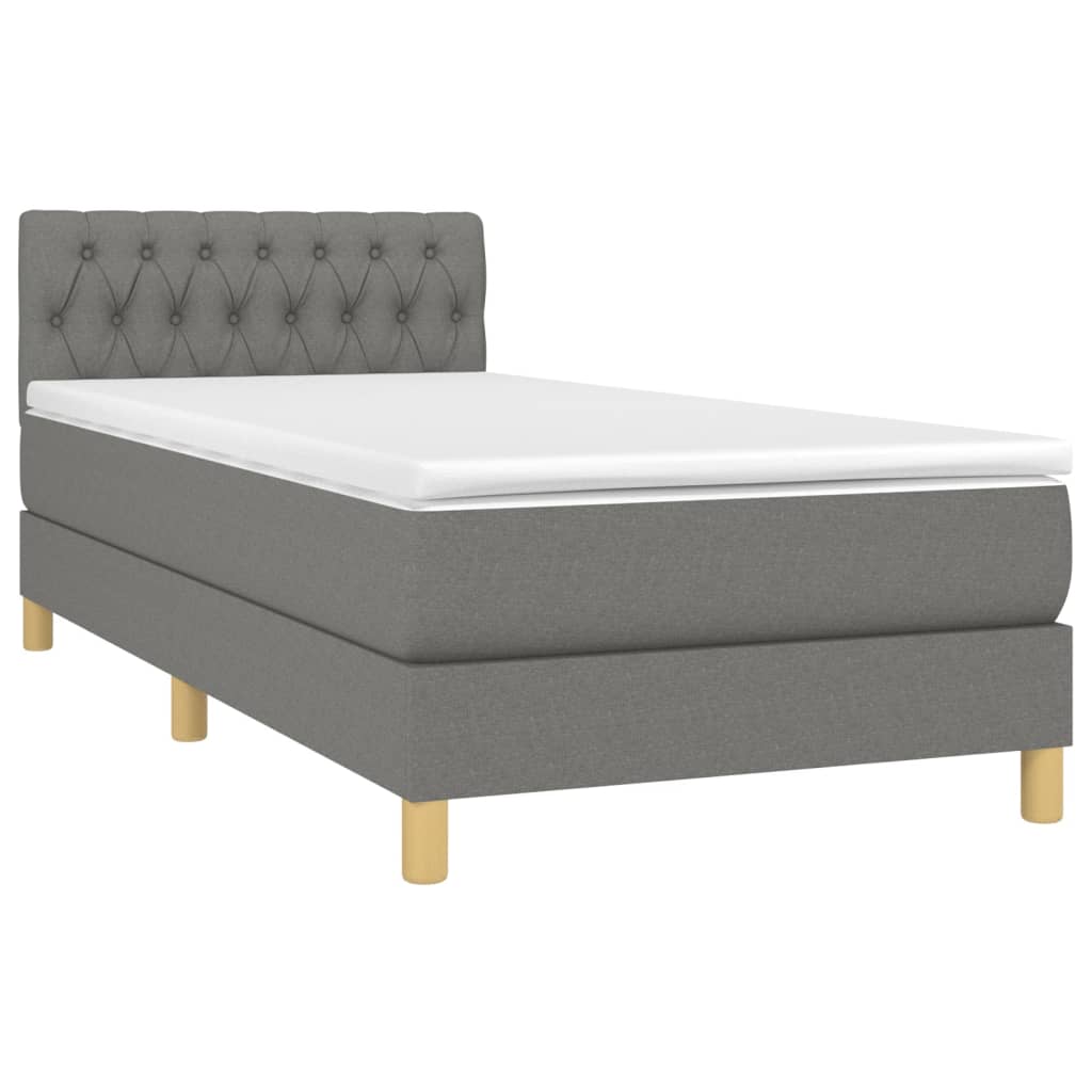 vidaXL Boxspring met matras en LED stof donkergrijs 80x200 cm afbeelding