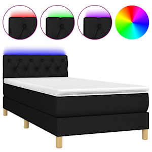 Box spring postel s matrací a LED černá 80 x 200 cm textil - obrázek 2