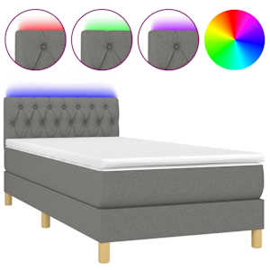 Box spring postel s matrací a LED tmavě šedá 90x190 cm textil - obrázek 2