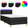 vidaXL kontinentaalvoodi madrats ja LED, must, 90x190 cm, kangas