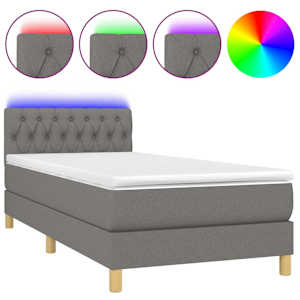 Box spring postel s matrací a LED tmavě šedá 90x200 cm textil - obrázek 2