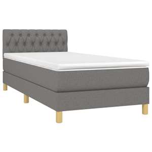 Box spring postel s matrací a LED tmavě šedá 90x200 cm textil - obrázek 3