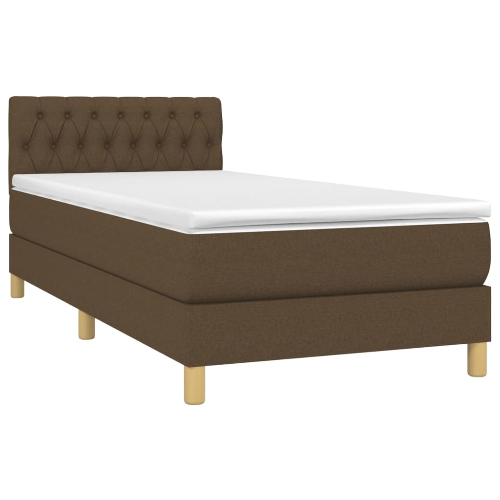 vidaXL Boxspring met matras en LED stof donkerbruin 80x200 cm afbeelding