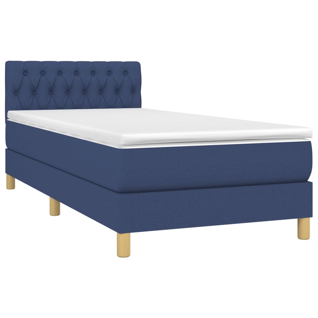Thumbnail - vidaXL Boxspringbett mit Matratze & LED Blau 100x200 cm Stoff