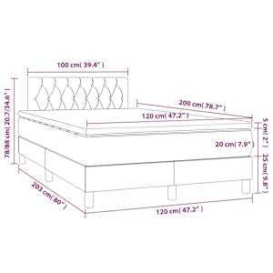 Box spring postel s matrací a LED černá 120 x 200 cm textil - obrázek 8