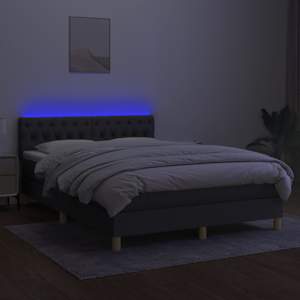 Box spring postel s matrací a LED tmavě šedá 140x190 cm textil - obrázek 4