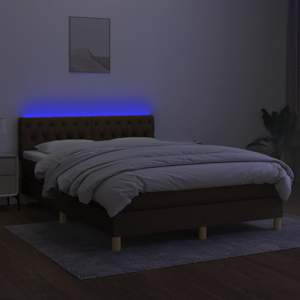 Box spring postel s matrací a LED tmavě hnědá 140x190 cm textil - obrázek 4