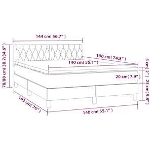 Box spring postel s matrací a LED tmavě hnědá 140x190 cm textil - obrázek 8