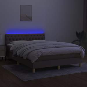 Box spring postel s matrací a LED taupe 140x190 cm textil - obrázek 4