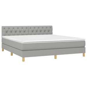 Box spring postel s matrací a LED světle šedá 160x200 cm textil - obrázek 3