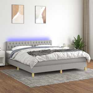 Box spring postel s matrací a LED světle šedá 160x200 cm textil - obrázek 1