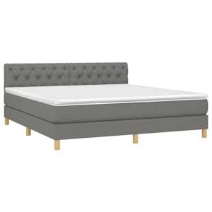 Box spring postel s matrací a LED tmavě šedá 160x200 cm textil - obrázek 3