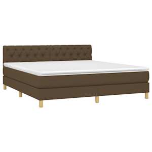 Box spring postel s matrací a LED tmavě hnědá 160x200 cm textil - obrázek 3