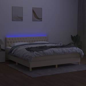 Box spring postel s matrací a LED krémová 160x200 cm textil - obrázek 4