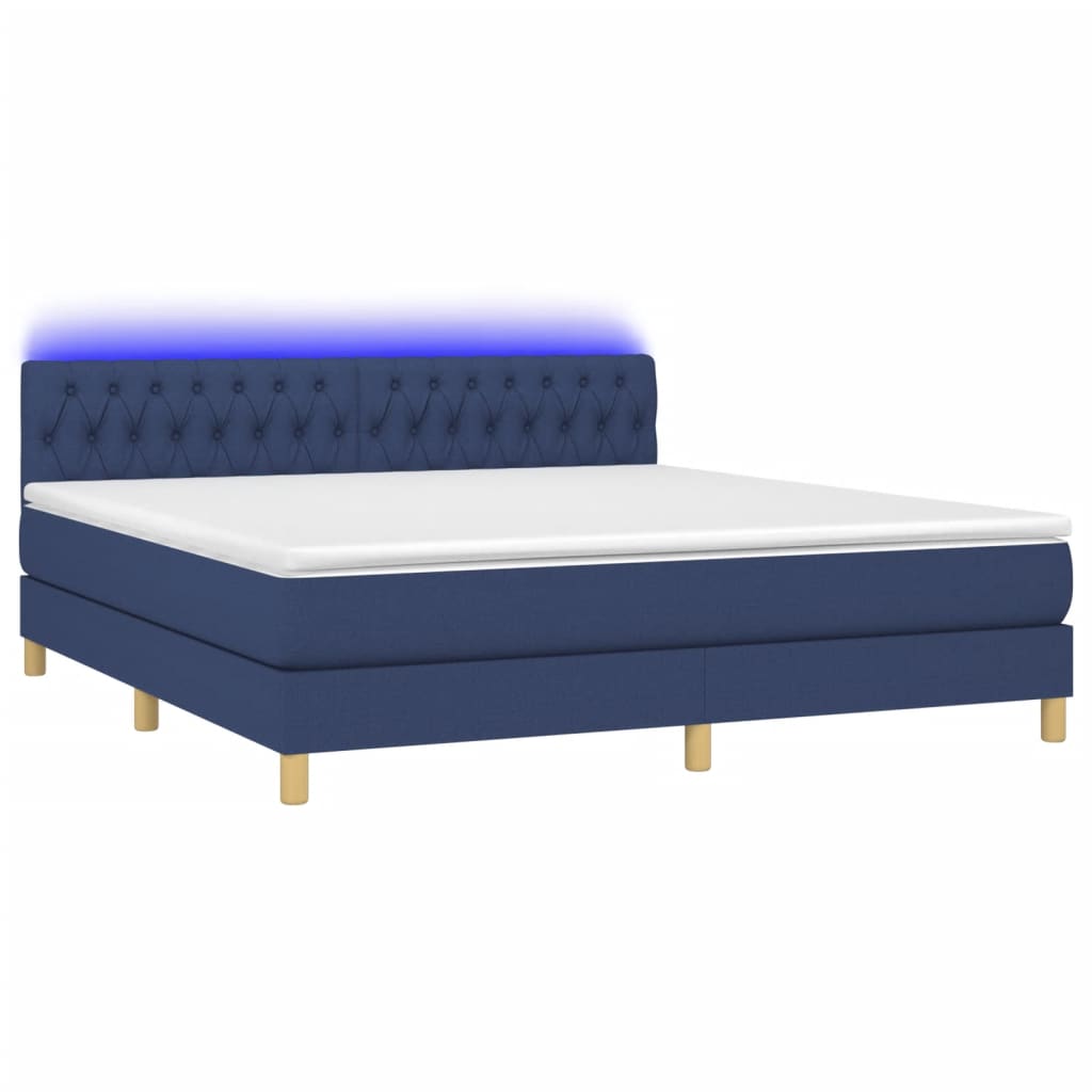 Thumbnail - vidaXL Boxspringbett mit Matratze & LED Blau 160x200 cm Stoff